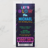Boy Glow Party Ticket Pass Geburtstag Einladung (Vorderseite)