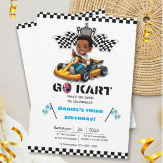 Boy Go-Kart-Rennen Geburtstagseinladungen Einladung