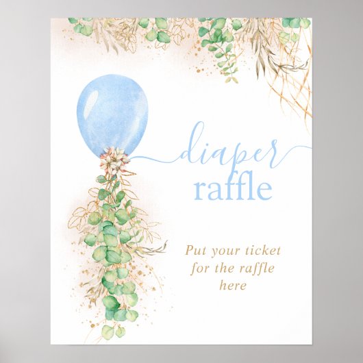 Boy Gold Glitzer Eucalyptus Balloon Windle Raffle Poster (Vorne)
