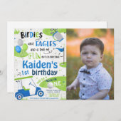 Boy Golf 1. Geburtstag Foto Einladung (Vorne/Hinten)