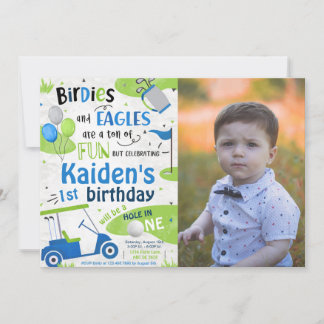 Boy Golf 1. Geburtstag Foto Einladung