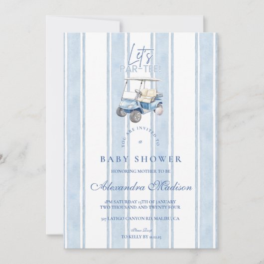 Boy Golf Baby Dusche Einladung (Vorderseite)