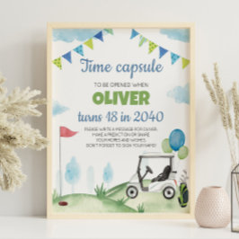 Boy Golf Birthday Time Kapselunterschrift Poster