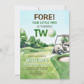 Boy Golf Par tee 2. Geburtstag Einladung (Vorderseite)