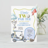 Boy Golf Ready Two Par-Tee 2nd Birthday Einladung (Stehend Vorderseite)