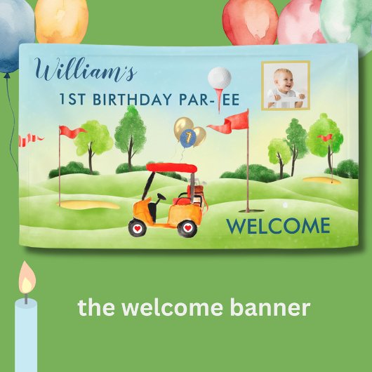 Boy Golf Theme 1. Geburtstag Party Foto Banner