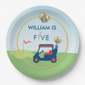 Boy Golf Theme 5. Geburtstagsparty Pappteller (Vorderseite)