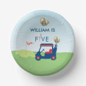 Boy Golf Theme 5. Geburtstagsparty Pappteller (Vorderseite)