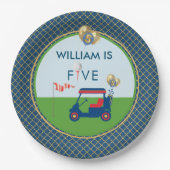 Boy Golf Theme 5. Geburtstagsparty Pappteller (Vorderseite)