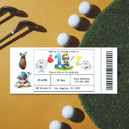 Boy Golf Ticket Art 1. Geburtstag Party Einladung