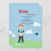 Boy Golfer Einladung (Vorne/Hinten)