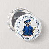 Boy Graduate Blue Cap Preschool Abschluss Button (Vorne & Hinten)