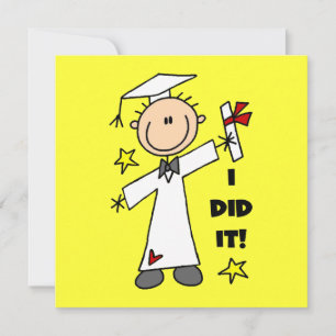 Boy Graduate in White Cap und Gown Flat Cards Ankündigung