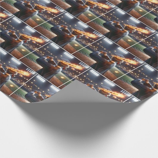 Boy Graduate Swinging a Flaming Baseball Bat Geschenkpapier (Ecke)