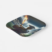 Boy Graduate Swinging a Flaming Baseball Bat Pappteller (Gewinkelt)