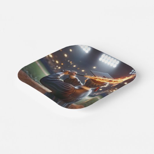 Boy Graduate Swinging a Flaming Baseball Bat Pappteller (Gewinkelt)