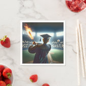 Boy Graduate Swinging a Flaming Baseball Bat Serviette (Beispiel)