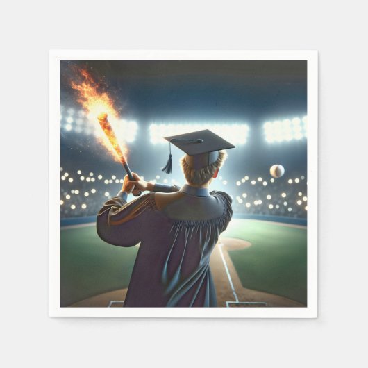 Boy Graduate Swinging a Flaming Baseball Bat Serviette (Vorderseite)