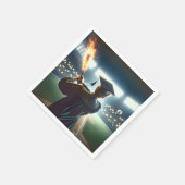 Boy Graduate Swinging a Flaming Baseball Bat Serviette (Ecke)