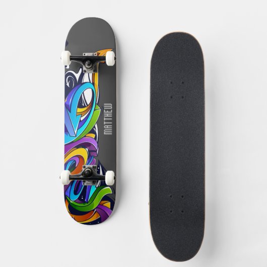 Boy Graffiti Skateboard mit Namen (Vorderseite)