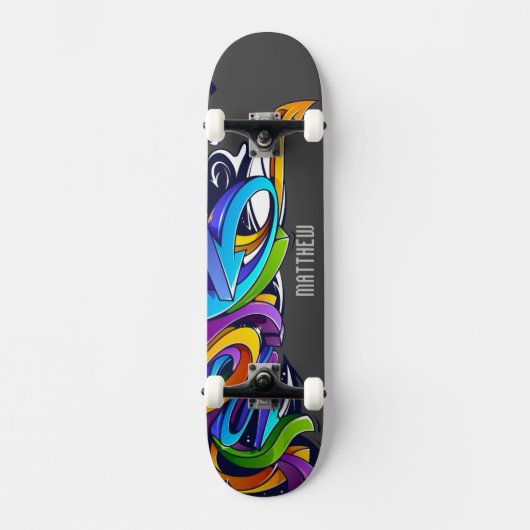 Boy Graffiti Skateboard mit Namen (Vorderseite)