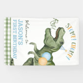 Boy Green Dinosaur 1. Geburtstag Begrüßungsbanner Banner (Horizontal)