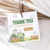 Boy Green Tractor Birthday Party Square Geschenkanhänger