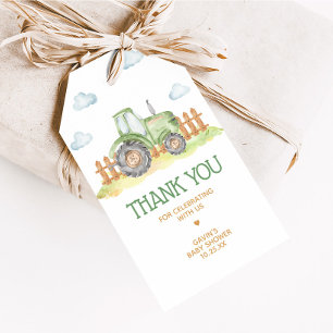 Boy Green Tractor Farm Geburtstagsparty Fvor Tags Geschenkanhänger