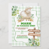 Boy Greenery Lamb Einladung (Vorderseite)