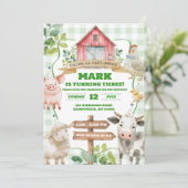 Boy Greenery Lamb Einladung zum ersten Geburtstag (Stehend Vorderseite)