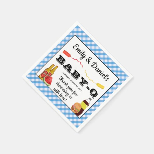 Boy GRILLEN Baby-q Babyduschpapier Napkins Serviette (Ecke)