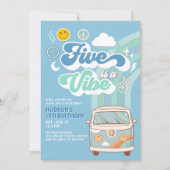 Boy Groovy Van Rainbow Five ist ein Vibe 5. Geburt Einladung (Vorderseite)