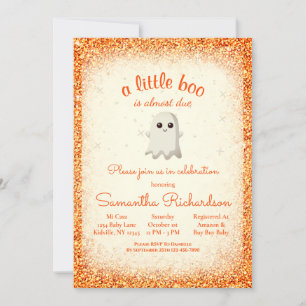Boy Halloween Ghost Little Boo Baby Shower Orange Einladung