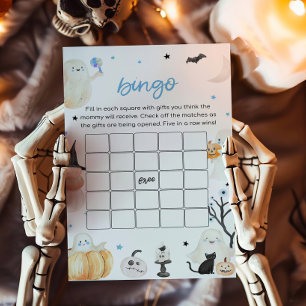 Boy Halloween Little Boo Baby Shower Bingo Game