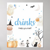 Boy Halloween Little Boo Baby Shower Drinks Poster (Vorne)
