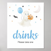 Boy Halloween Little Boo Baby Shower Drinks Poster (Vorne)