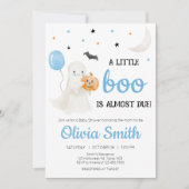 Boy Halloween Little Boo ist fast Due Baby Dusche Einladung (Vorderseite)