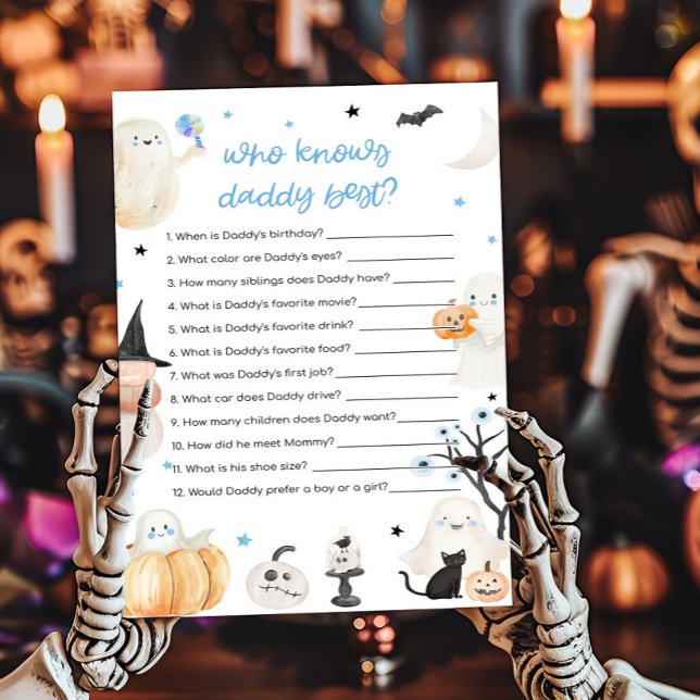 Boy Halloween Wer Daddy Best Game kennt (A Little Boo Baby Shower Who knows Daddy Best Game)