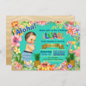 Boy Hawaiian Luau Birthday Party Einladung (Vorne/Hinten)