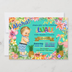 Boy Hawaiian Luau Birthday Party Einladung