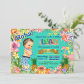 Boy Hawaiian Luau Birthday Party Einladung (Stehend Vorderseite)