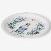 Boy-Heilige Kommunion beten Pappteller (Schrägansicht)