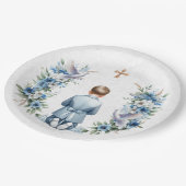 Boy-Heilige Kommunion beten Pappteller (Schrägansicht)