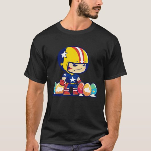 Boy Helmet Easter Eggs Football Easter T-Shirt (Vorderseite)