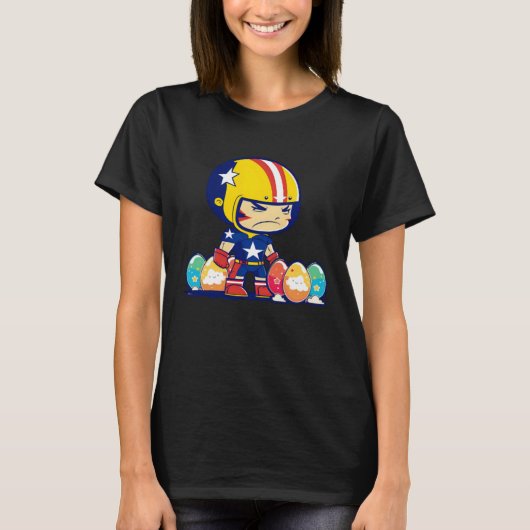 Boy Helmet Easter Eggs Football Easter T-Shirt (Vorderseite)