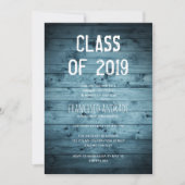 Boy High School Graduation Party 2019 Rustic Blue Einladung (Vorderseite)