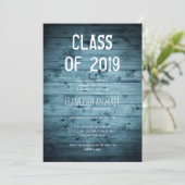 Boy High School Graduation Party 2019 Rustic Blue Einladung (Stehend Vorderseite)