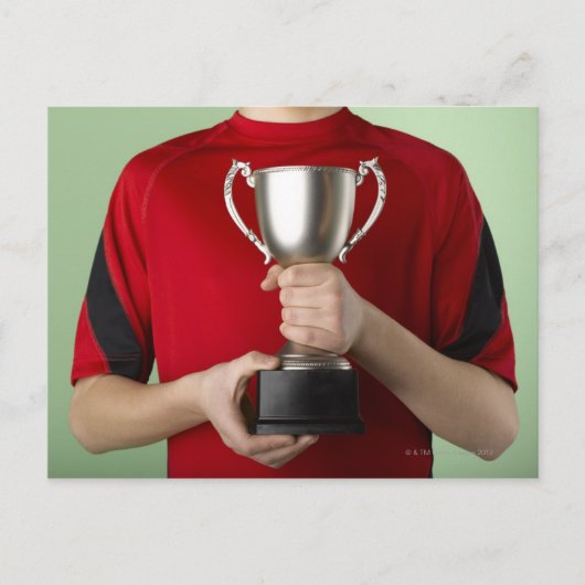 Boy Holding Trophy Postkarte (Vorderseite)