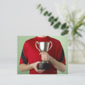 Boy Holding Trophy Postkarte (Stehend Vorderseite)