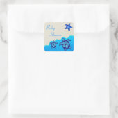 Boy Honu Baby Shower Quadratischer Aufkleber (Tasche)
